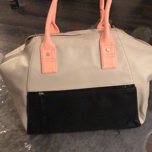 Lululemon, gym bag, cream, black, peach